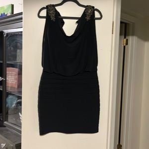 Beautiful charcoal gray dress with beading detail